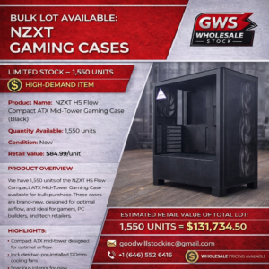 nzxt h5 flow compact atx mid tower gaming case (black)